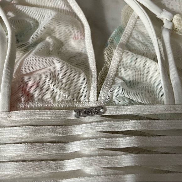 NEW - PINK by Victoria’s Secret (Size L) Unlined Lace Bralette in Floral Design - Picture 4 of 7